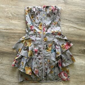 Beautiful strapless floral peplum dress